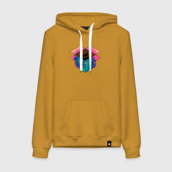 Толстовка-худи хлопковая женская Не выходи из коробки, цвет: горчичный