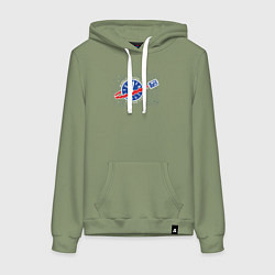 Толстовка-худи хлопковая женская Тардис и космос, цвет: авокадо