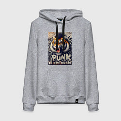 Толстовка-худи хлопковая женская Cool tiger - punks not dead, цвет: меланж