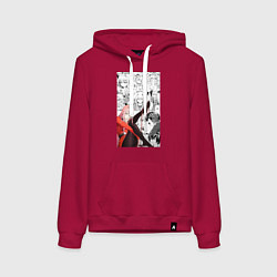 Толстовка-худи хлопковая женская Зеро Ту коллаж, цвет: маджента