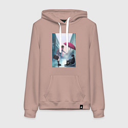 Толстовка-худи хлопковая женская Хиёри Ики Ято, цвет: пыльно-розовый