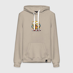 Толстовка-худи хлопковая женская Живи на полную катушку, цвет: миндальный