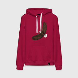 Толстовка-худи хлопковая женская Классный красивый орел гордая птица, цвет: маджента
