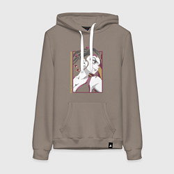 Толстовка-худи хлопковая женская Клинок рассекающий демонов Даки демон, цвет: утренний латте