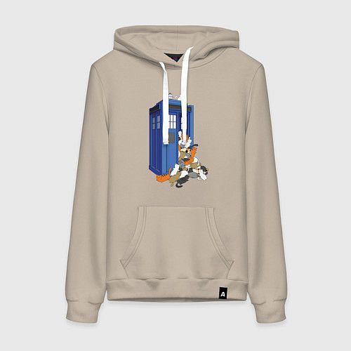 Женская толстовка-худи Тардис и котики / Миндальный – фото 1