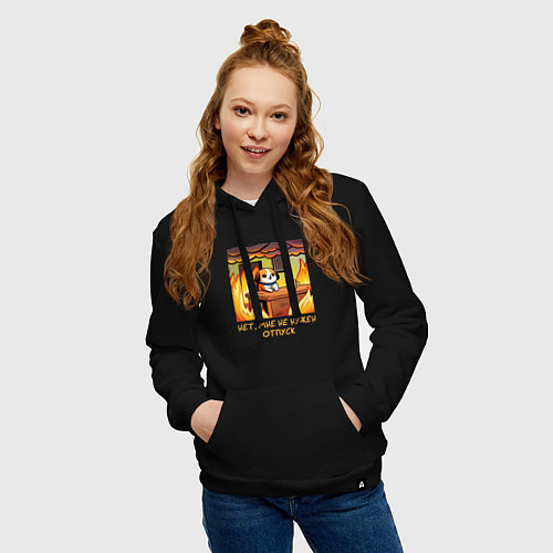 Женская толстовка-худи Мем собака в горящем офисе нет мне не нужен отпуск / Черный – фото 3