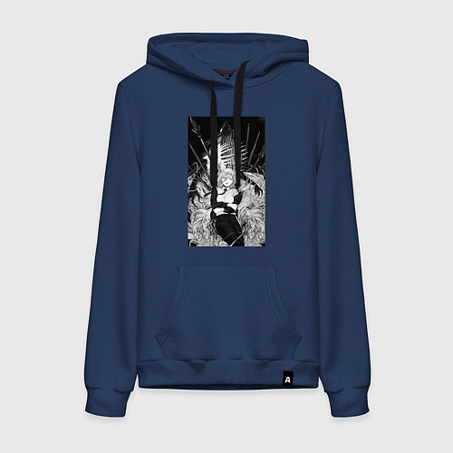 Женская толстовка-худи Человек-бензопила Пауэр Охотница на демонов / Тёмно-синий – фото 1