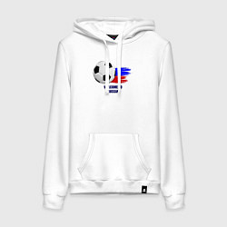 Толстовка-худи хлопковая женская Welcome to Russia football, цвет: белый