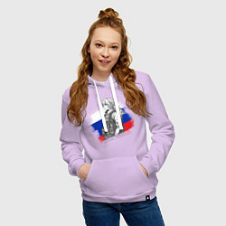 Толстовка-худи хлопковая женская Аниме девушка на фоне триколора, цвет: лаванда — фото 2