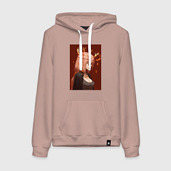 Толстовка-худи хлопковая женская Человек-бензопила Макима Общественная безопасность, цвет: пыльно-розовый
