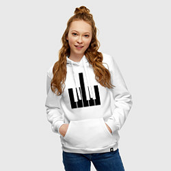 Толстовка-худи хлопковая женская Fuck your music!, цвет: белый — фото 2
