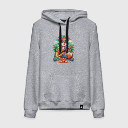 Толстовка-худи хлопковая женская Лисица с гитарой жаркое лето, цвет: меланж