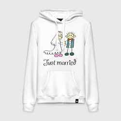 Толстовка-худи хлопковая женская Just married, цвет: белый