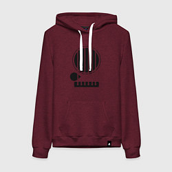 Толстовка-худи хлопковая женская Моя гитара, цвет: меланж-бордовый