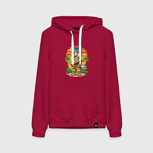 Женская толстовка-худи Волк с гитарой и жаркое лето / Маджента – фото 1