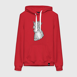 Толстовка-худи хлопковая женская Петух король, цвет: красный