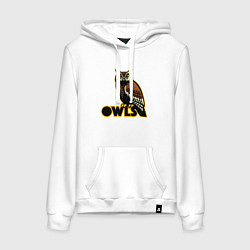 Толстовка-худи хлопковая женская Owls, цвет: белый