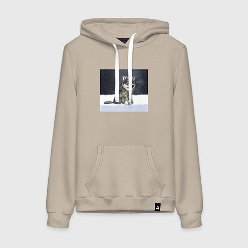 Женская толстовка-худи Волк ауффф мем / Миндальный – фото 1