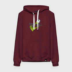 Толстовка-худи хлопковая женская Football game, цвет: меланж-бордовый