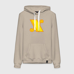 Толстовка-худи хлопковая женская Знак X, цвет: миндальный