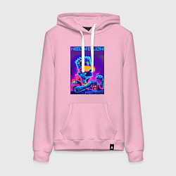 Толстовка-худи хлопковая женская Bart Simpson - neon fantasy ai art, цвет: светло-розовый