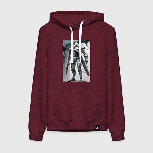 Женская толстовка-худи Ленин робот - киборг ai art / Меланж-бордовый – фото 1