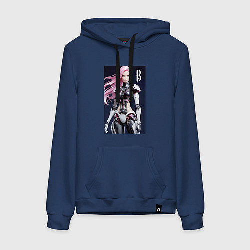 Женская толстовка-худи Cyber Barbie - ai art future / Тёмно-синий – фото 1