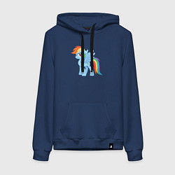 Толстовка-худи хлопковая женская Рейнбоу Дэш из My Little Pony в кино, цвет: тёмно-синий