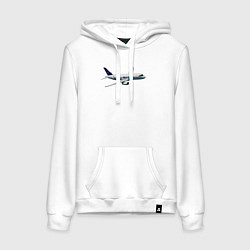 Толстовка-худи хлопковая женская Опытный самолет SJ-100 ВС 95005, цвет: белый