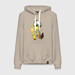 Толстовка-худи хлопковая женская Скелет ученый, цвет: миндальный