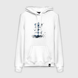Толстовка-худи хлопковая женская Ink tardis, цвет: белый