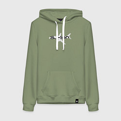 Толстовка-худи хлопковая женская Белый облик Superjet-100 с названием, цвет: авокадо