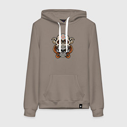 Толстовка-худи хлопковая женская Двойной череп, цвет: утренний латте