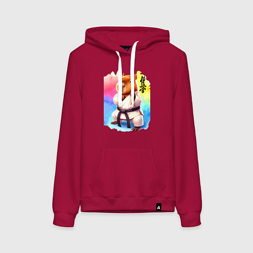 Женская толстовка-худи Кёкусинкай карате - капибара / Маджента – фото 1