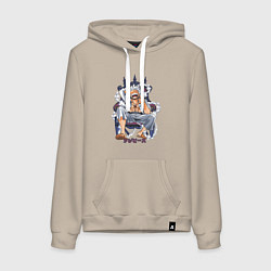 Толстовка-худи хлопковая женская One piece дым smoke, цвет: миндальный