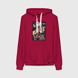 Толстовка-худи хлопковая женская Тандзиро Зеницу Инозука манга Клинок рассекающий д, цвет: маджента