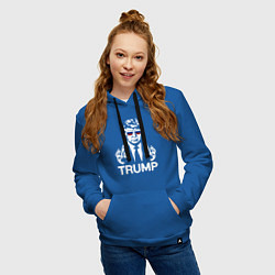 Толстовка-худи хлопковая женская Трамп наш, цвет: синий — фото 2