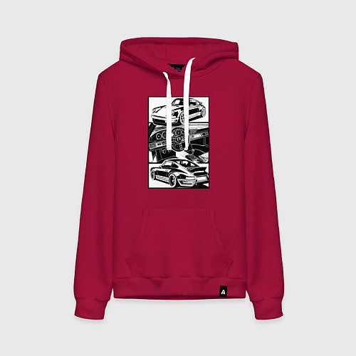Женская толстовка-худи Porsche автомобиль классический / Маджента – фото 1