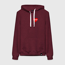 Толстовка-худи хлопковая женская Сердце свободно, цвет: меланж-бордовый