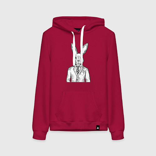 Женская толстовка-худи Кролик в костюме / Маджента – фото 1