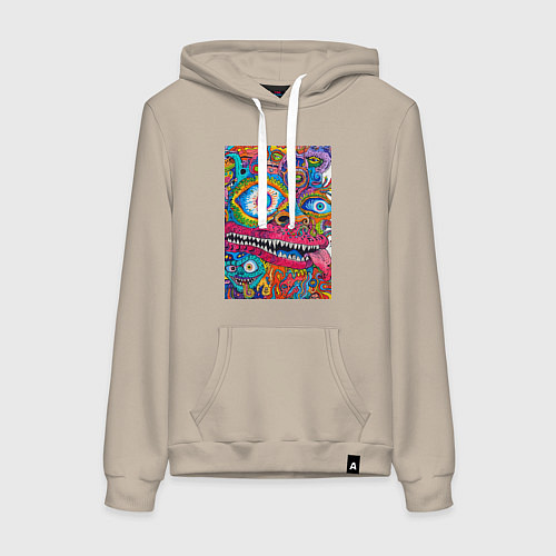 Женская толстовка-худи Психоделический монстр / Миндальный – фото 1