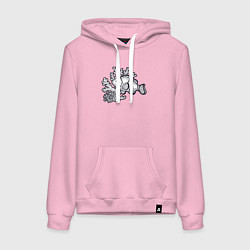 Толстовка-худи хлопковая женская Рыбка и кораллы, цвет: светло-розовый