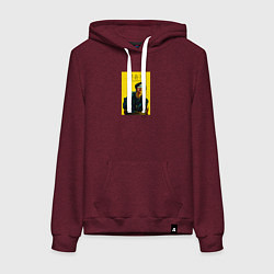 Толстовка-худи хлопковая женская Suge с повязкой, цвет: меланж-бордовый
