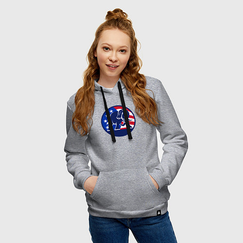 Женская толстовка-худи Слон - США / Меланж – фото 3