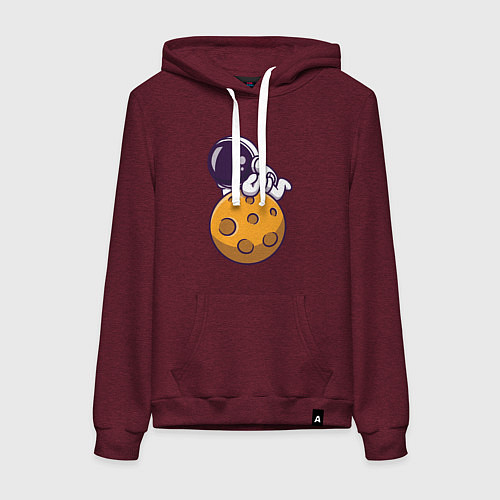 Женская толстовка-худи Отдых на Луне / Меланж-бордовый – фото 1