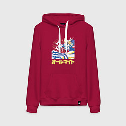 Толстовка-худи хлопковая женская Моя геройская академия Всемогущий удар, цвет: маджента