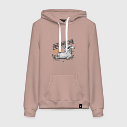 Толстовка-худи хлопковая женская Chillowieczka - овечка чилит, цвет: пыльно-розовый