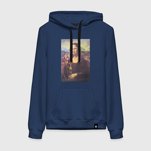 Женская толстовка-худи Мона Лиза с кальяном / Тёмно-синий – фото 1