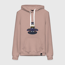 Толстовка-худи хлопковая женская Кот DJ, цвет: пыльно-розовый