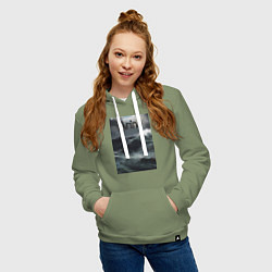 Толстовка-худи хлопковая женская Arina-море, цвет: авокадо — фото 2